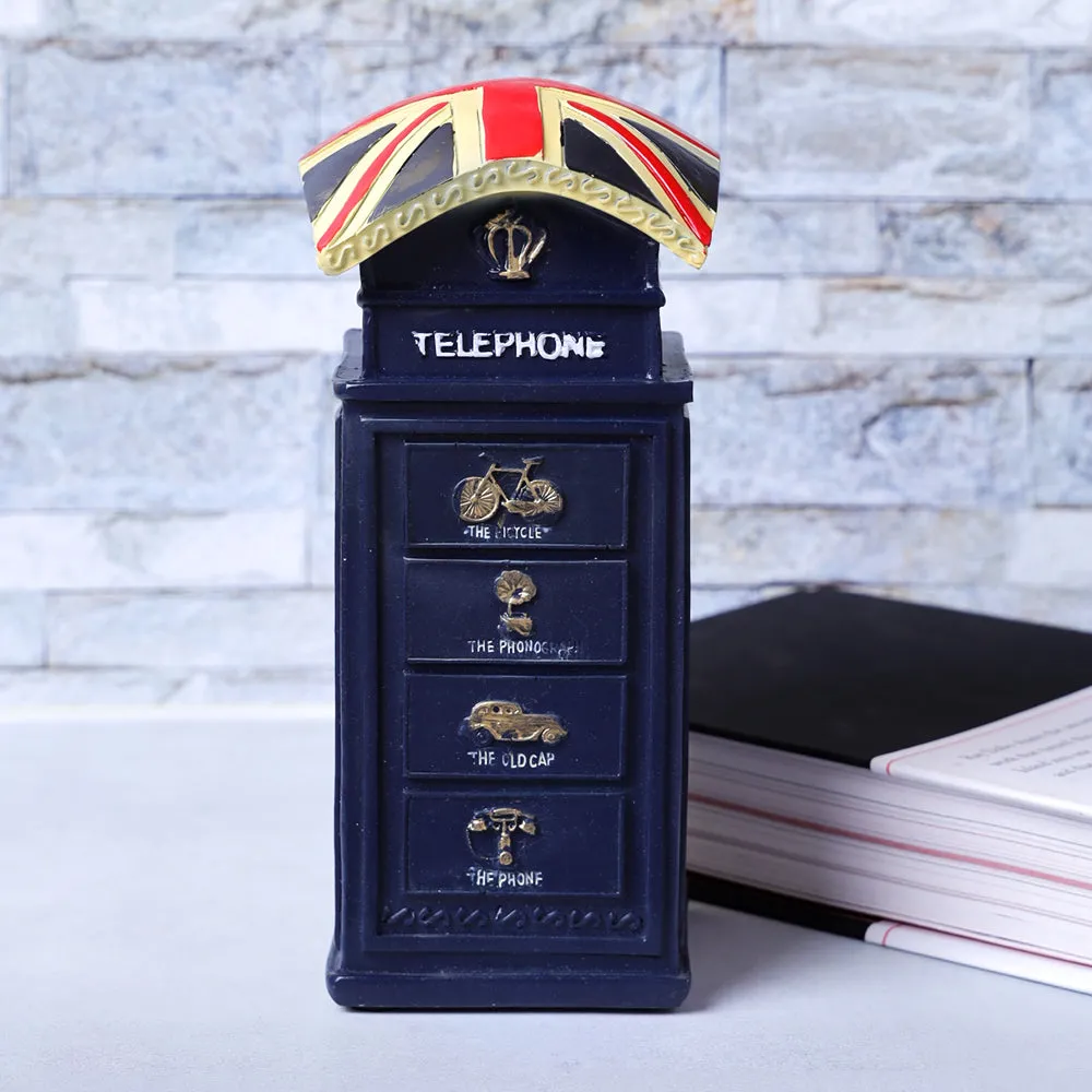 European Motif Phonebooth Blue Table Accent