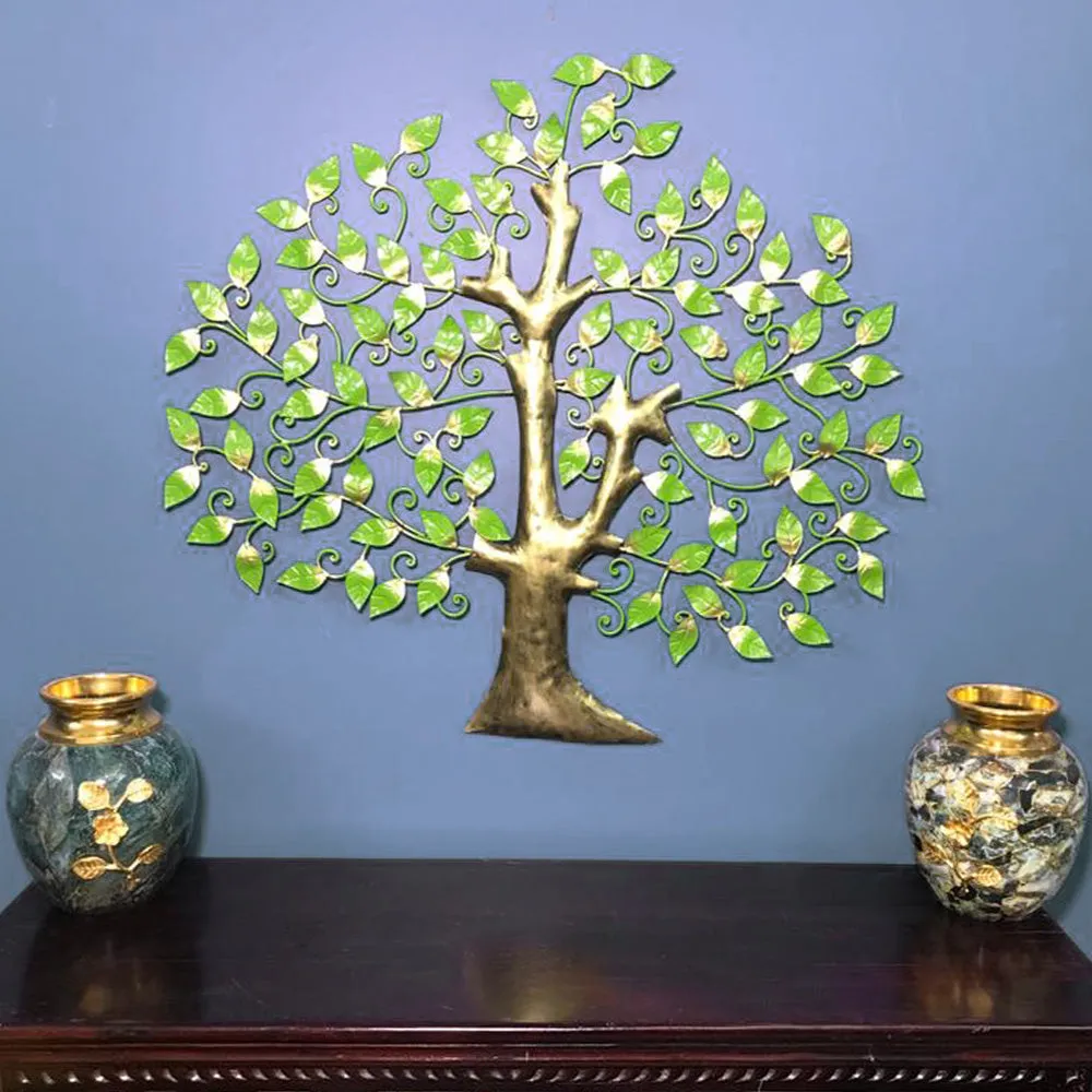 Exquisite Green Scoll Tree Metal Wall Art