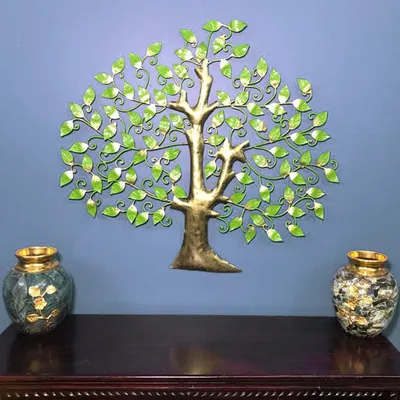 Exquisite Green Scoll Tree Metal Wall Art