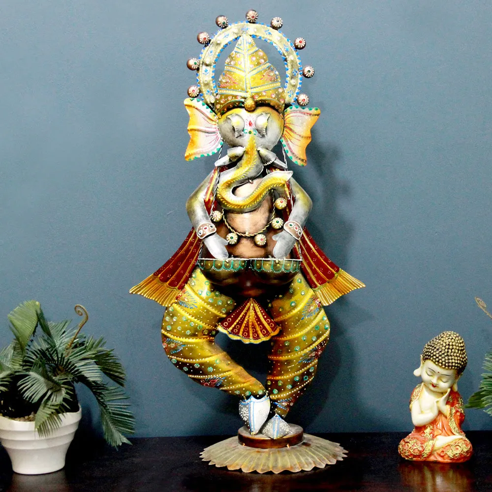 Exquisite Sitting Ganesha Metal Table Accent