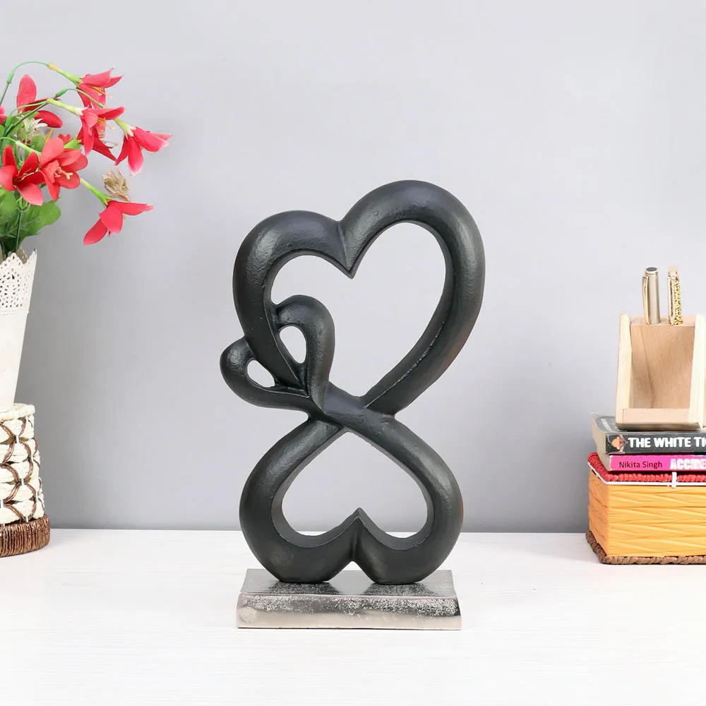Family Heart Silver Base Small Sculpture