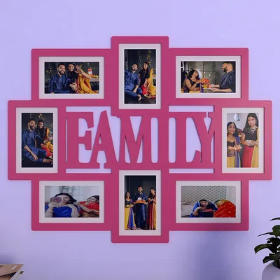Family Pink Hanging Photo Frame