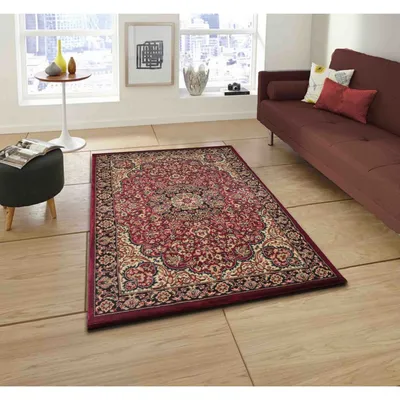 Fine Artistry Traditional Designer Red Polyproplene Area Carpet