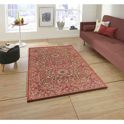 Finely Detailed Traditional Designer Orange Polyproplene Area Carpet