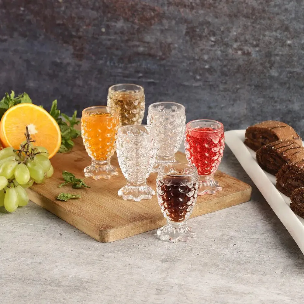 Fish Scales Textured Glass Vodka Glass Set Of 6