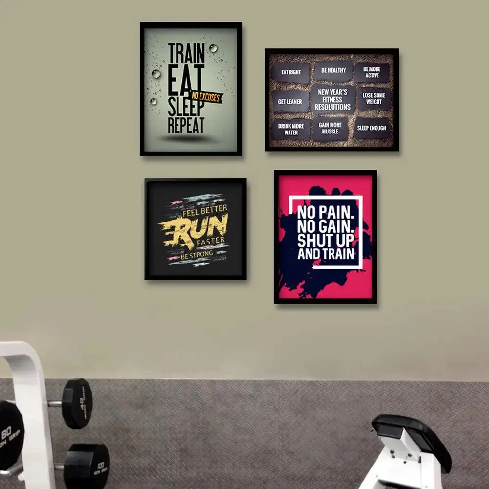 fitness journey Gym Frames Set of 4 with Break Resistant Clear Acrylic Glass