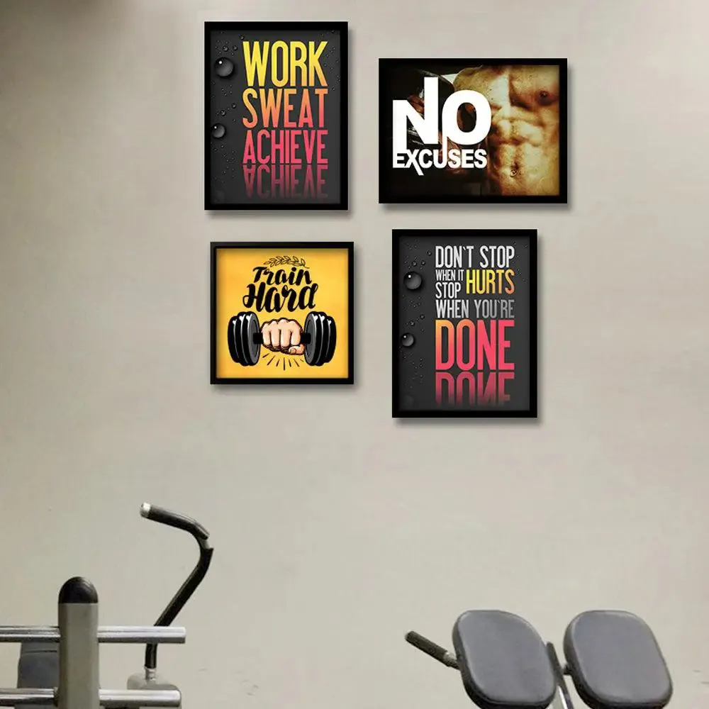 fitness motivation Gym Frames Set of 4 with Break Resistant Clear Acrylic Glass