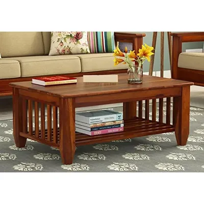 Flattened Base With Storage Support Sheesham Wood Center Table