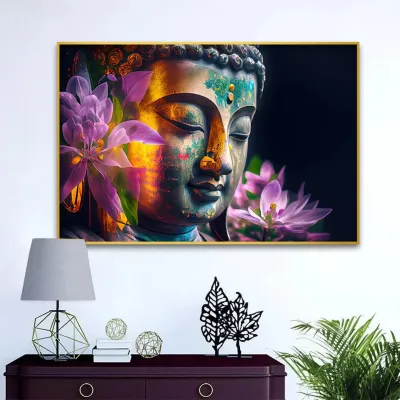 Floral Nirvana Buddha Canvas Wall Painting