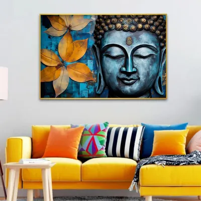 Floral Serenity Buddha Amidst the Blossoms Canvas Painting