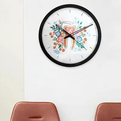 Floral Tooth Dentist Office Wall Clock