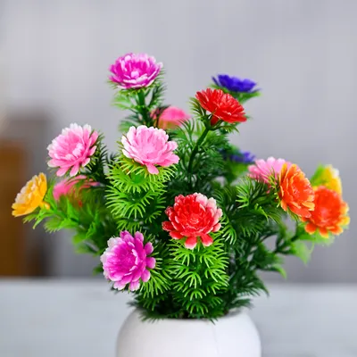Floresecnt Flowers Artificial Bunch With Pot