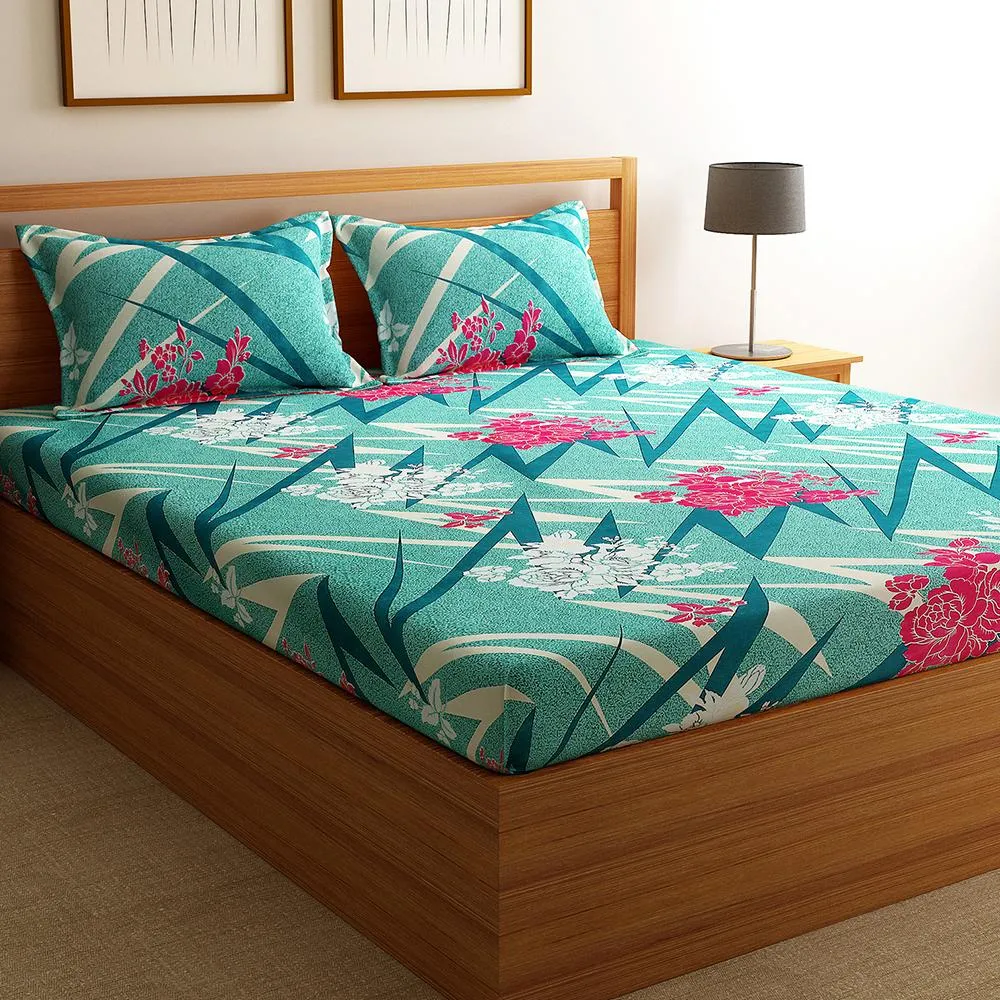 Florida Polycotton Single Bed Sheet with Pillow Covers