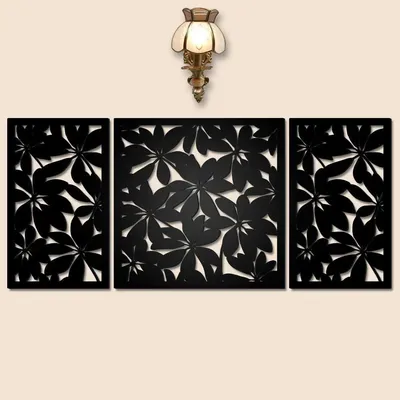 Flower Design Wooden Wall Hanging, Living Room Wooden Wall Decoration
