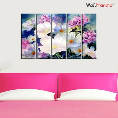 Flower Wall Painting Multiple Frames Set On Canvas