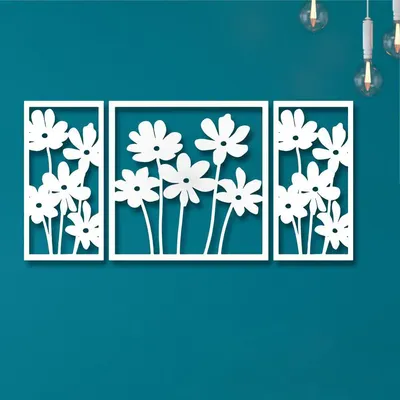 Flowers Design Wooden Wall Hanging, Living Room Wooden Wall Decoration