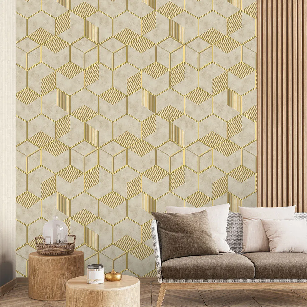 Foil Honeycomb Textured Premium Wallpaper- Altis Collection
