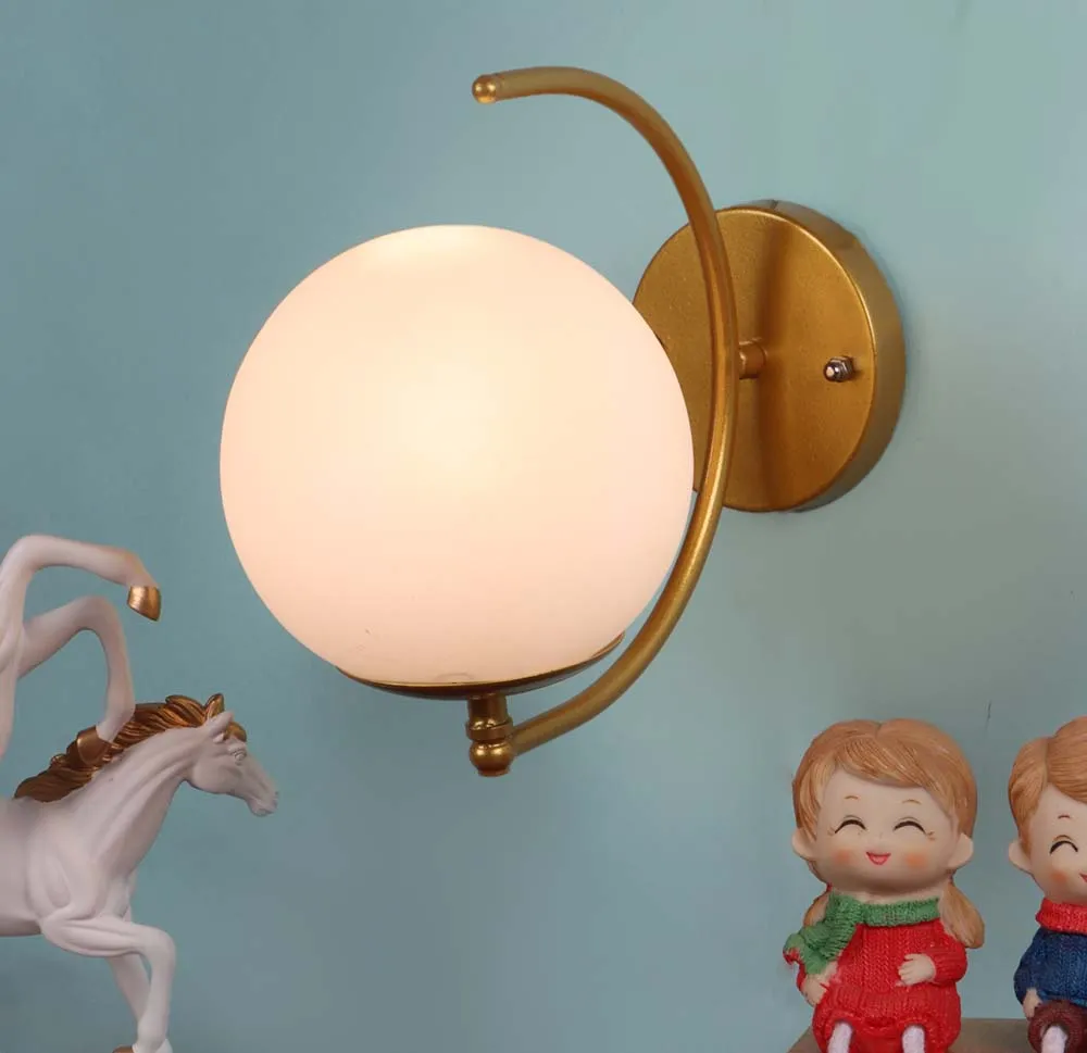 Frosted Globe Golden Wall Fixture
