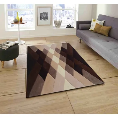 Geometric Designer Brown & Beige Tufted Area Carpet