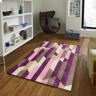 Geometric Designer Pink & Purple Tufted Area Carpet