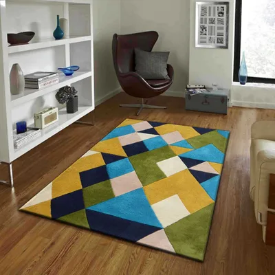 Geometric Pattern Multicolor Tufted Area Carpet