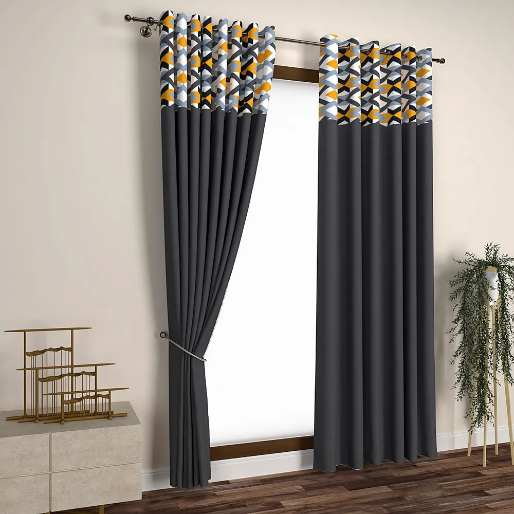 Geometric Print Semi-Designer Door Curtain