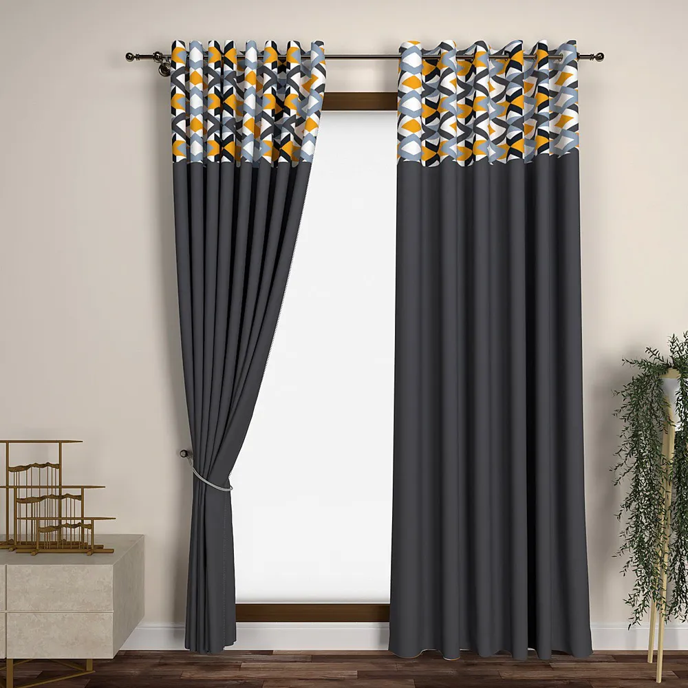 Geometric Print Semi-Designer Window Curtain