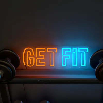Get Fit' Dual Colored LED Neon Light for Gym Wall Decor