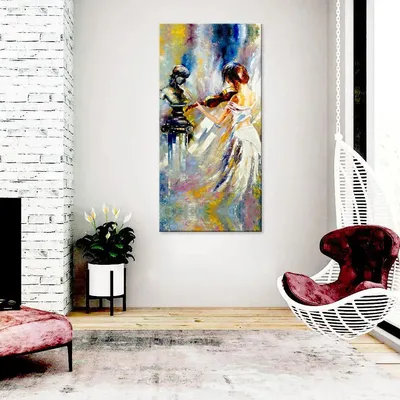 Girl Playing Violin Designer Canvas Printed Painting