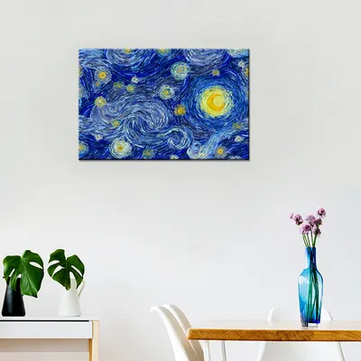 Glowing Moon And Starry Sky Abstract Painting /  Stretched on wood 61 x 41cm