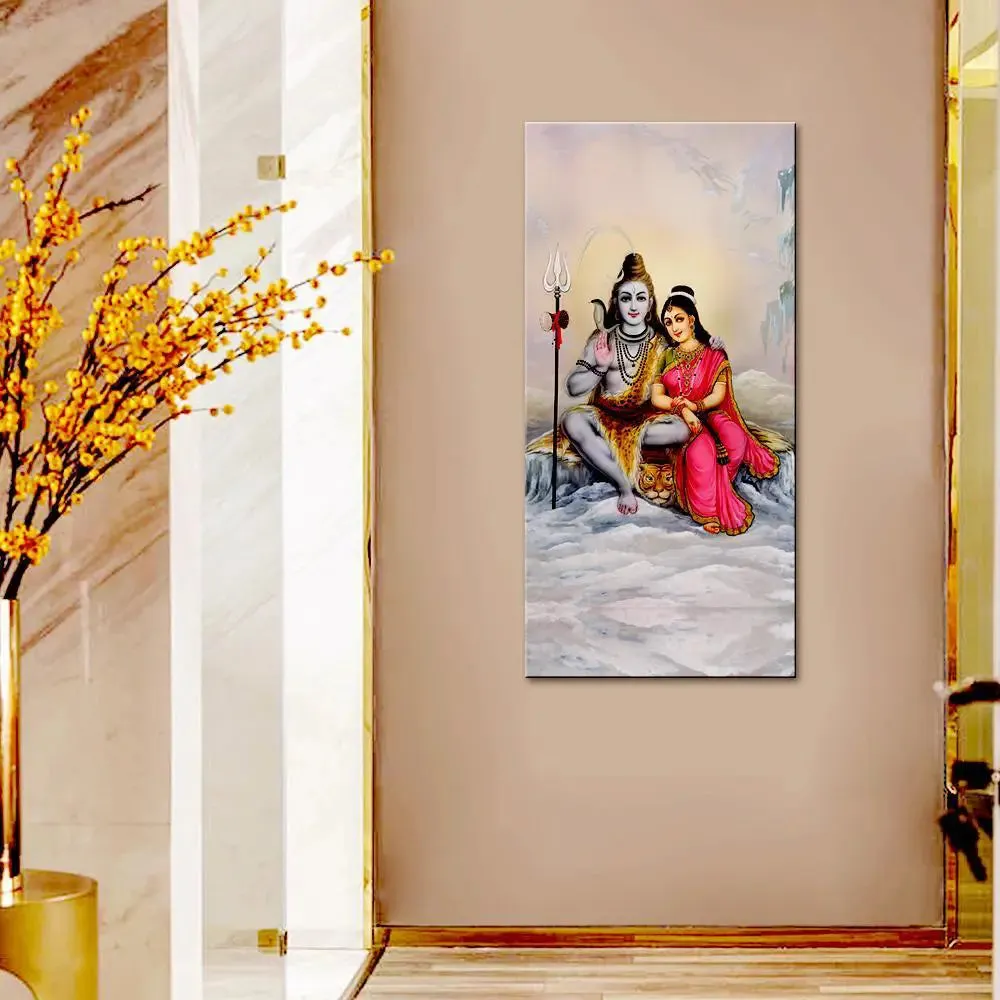 God Shiva Parvati Spiritual Canvas Printed Wall Painting