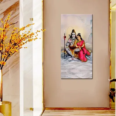 God Shiva Parvati Spiritual Canvas Printed Wall Painting