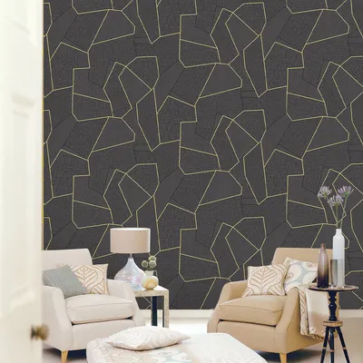 Gold Geometric Lines Textured Premium Wallpaper- Altis Collection