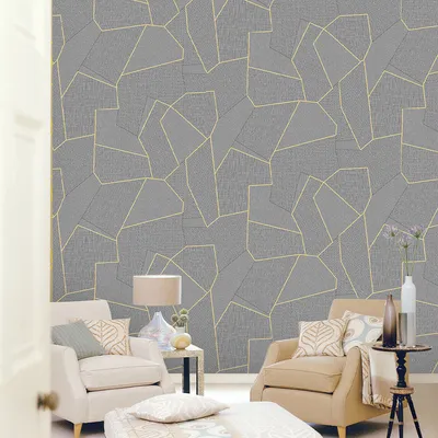 Gold Geometric Lines Textured Premium Wallpaper- Altis Collection