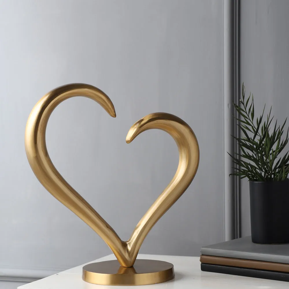 Gold Heart Metal Sculpture