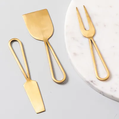 Gold Stainless Steel Cheese Knives Set Of 3