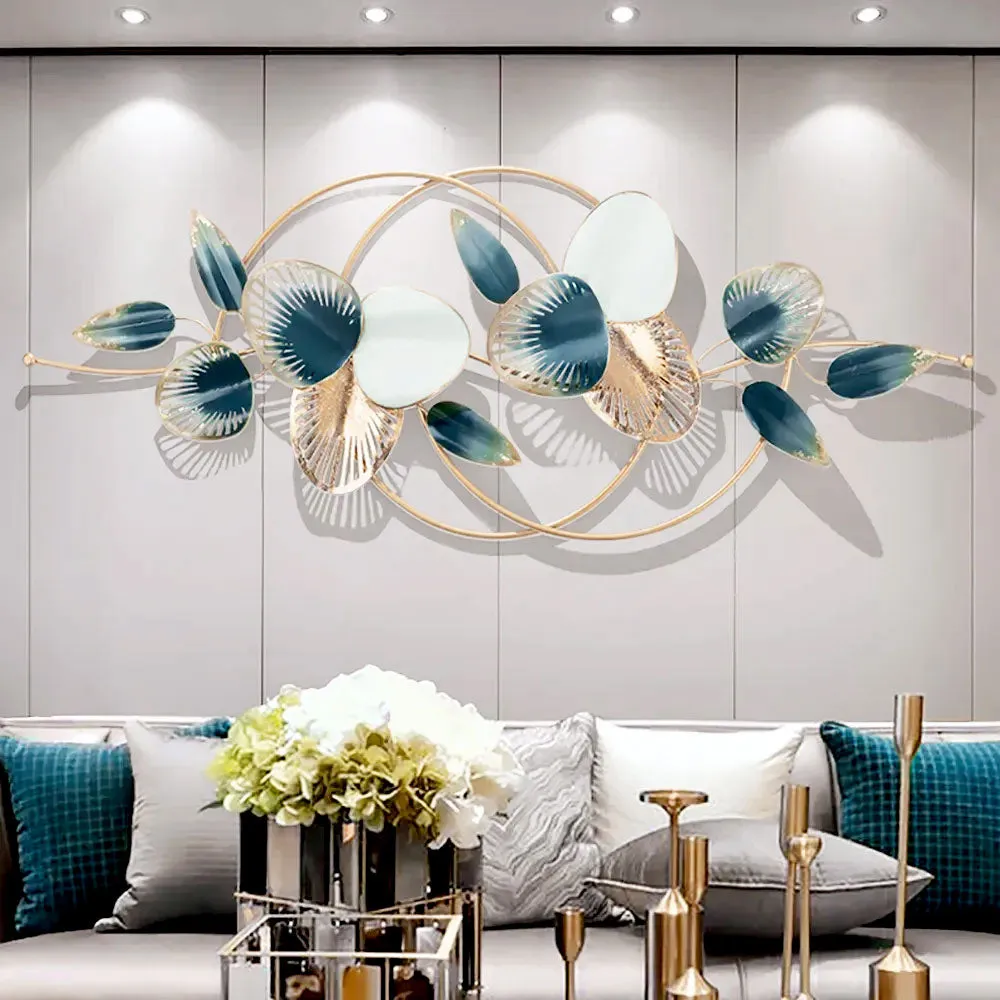 Golden  &amp; Green Enchanting Petal Metal Wall Art