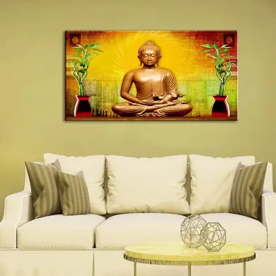 Golden Aura Buddha Canvas Painting