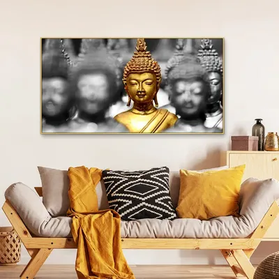 Golden Buddha Statues Spiritual Canvas Painting