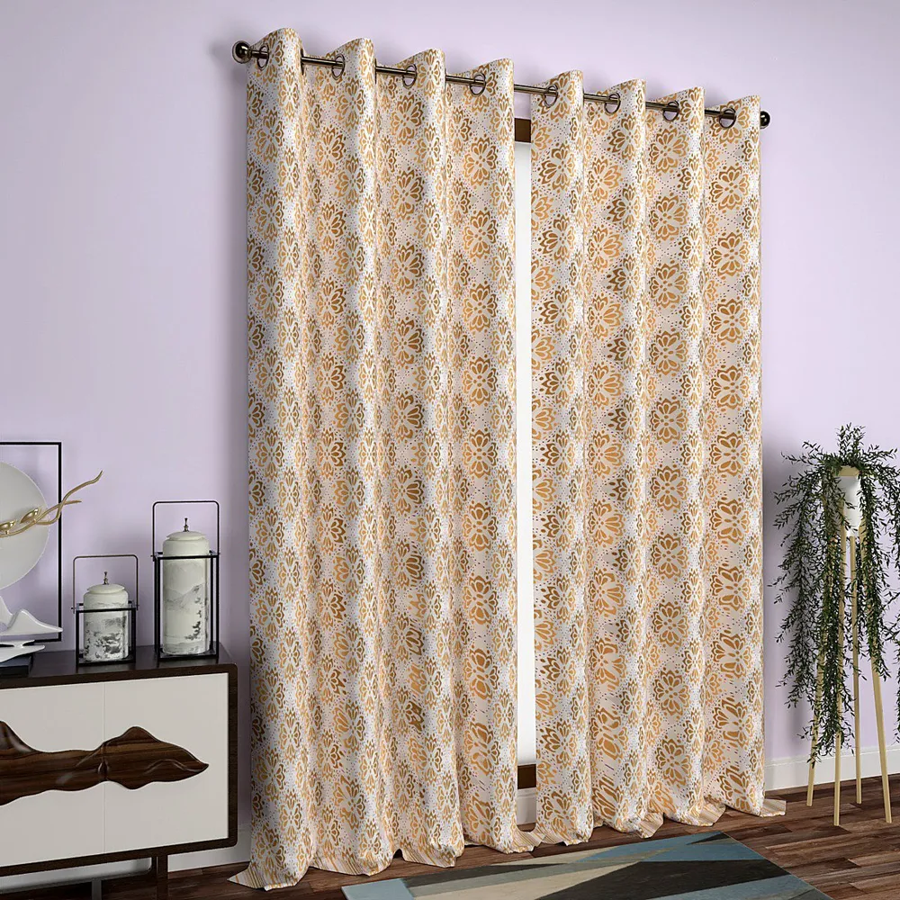 Golden Charismatic Floral Door Curtain