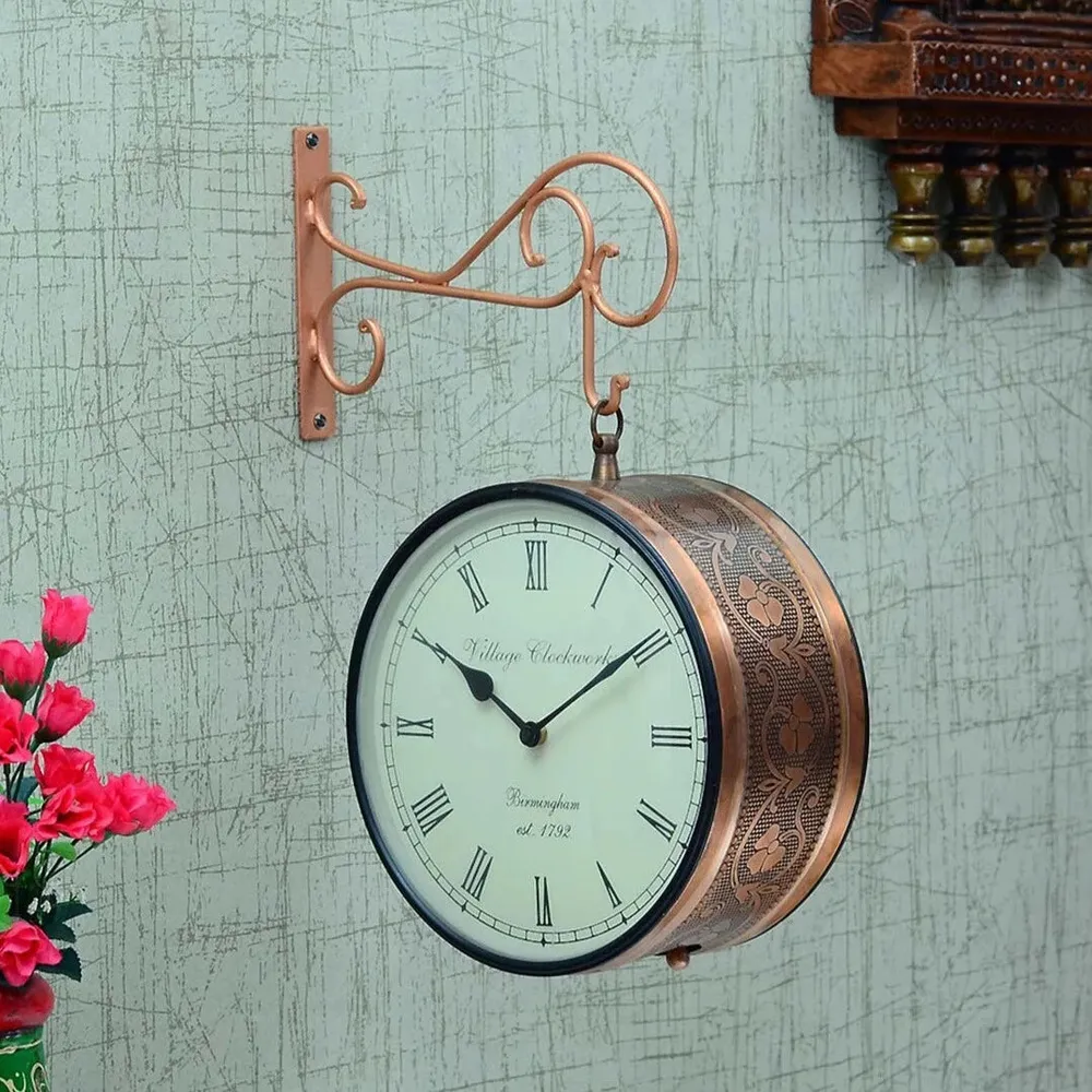 Golden Crafted Bronze Designer Dual Sided Vintage Railway Clock