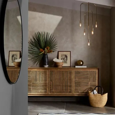 Golden Hued Crystal Clear Wall Mirror