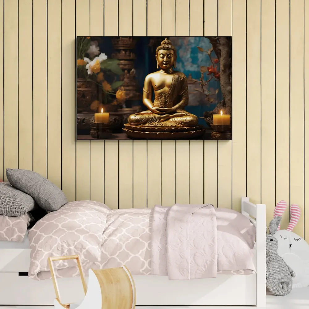 Golden Meditation Buddha Canvas Wall Painting