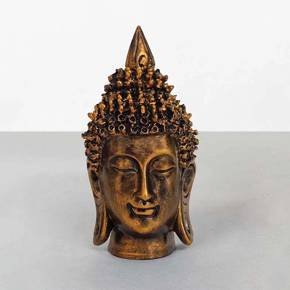 Golden Peaceful Buddha Head Statue / Showpiece