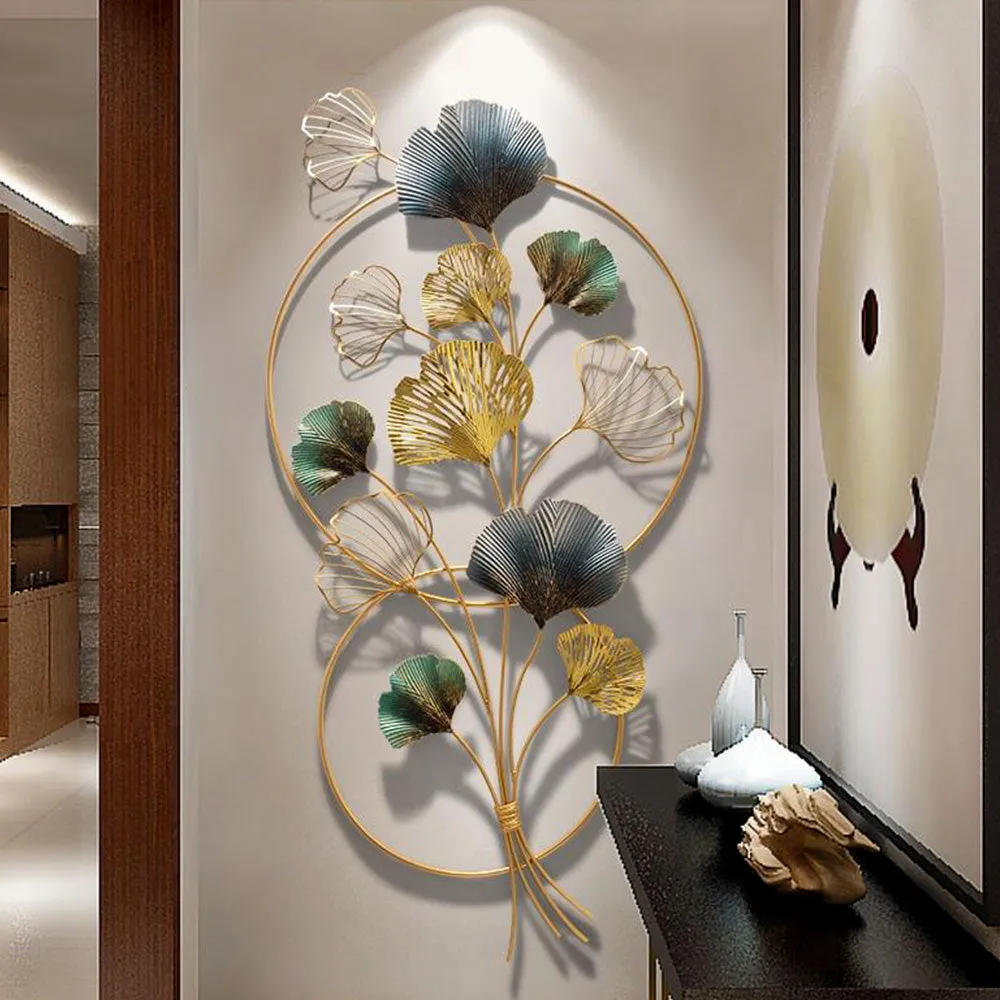 Green & Golden Entwined Wild Petals Metal Wall Art