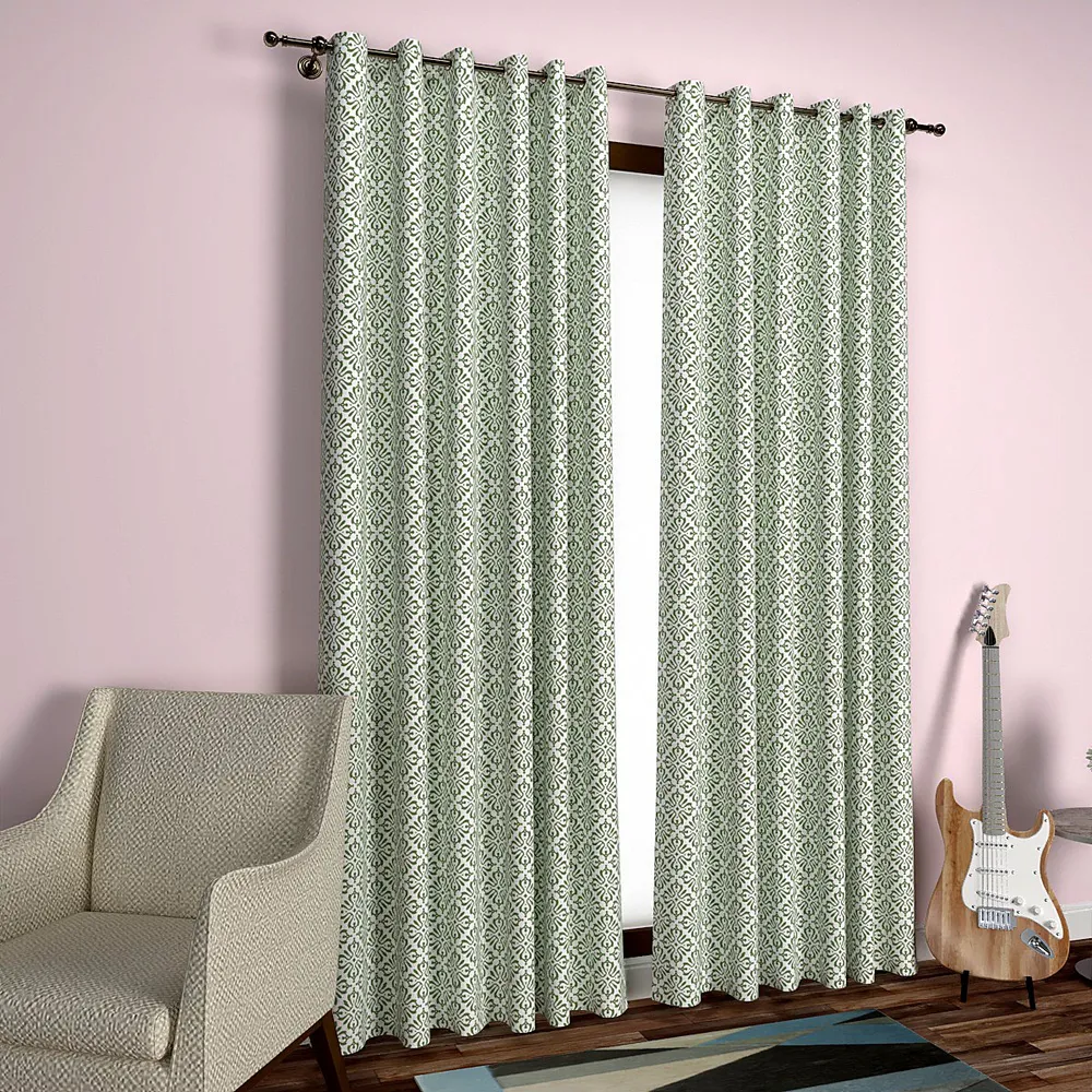 Green Intricate Floral Designer Door Curtain