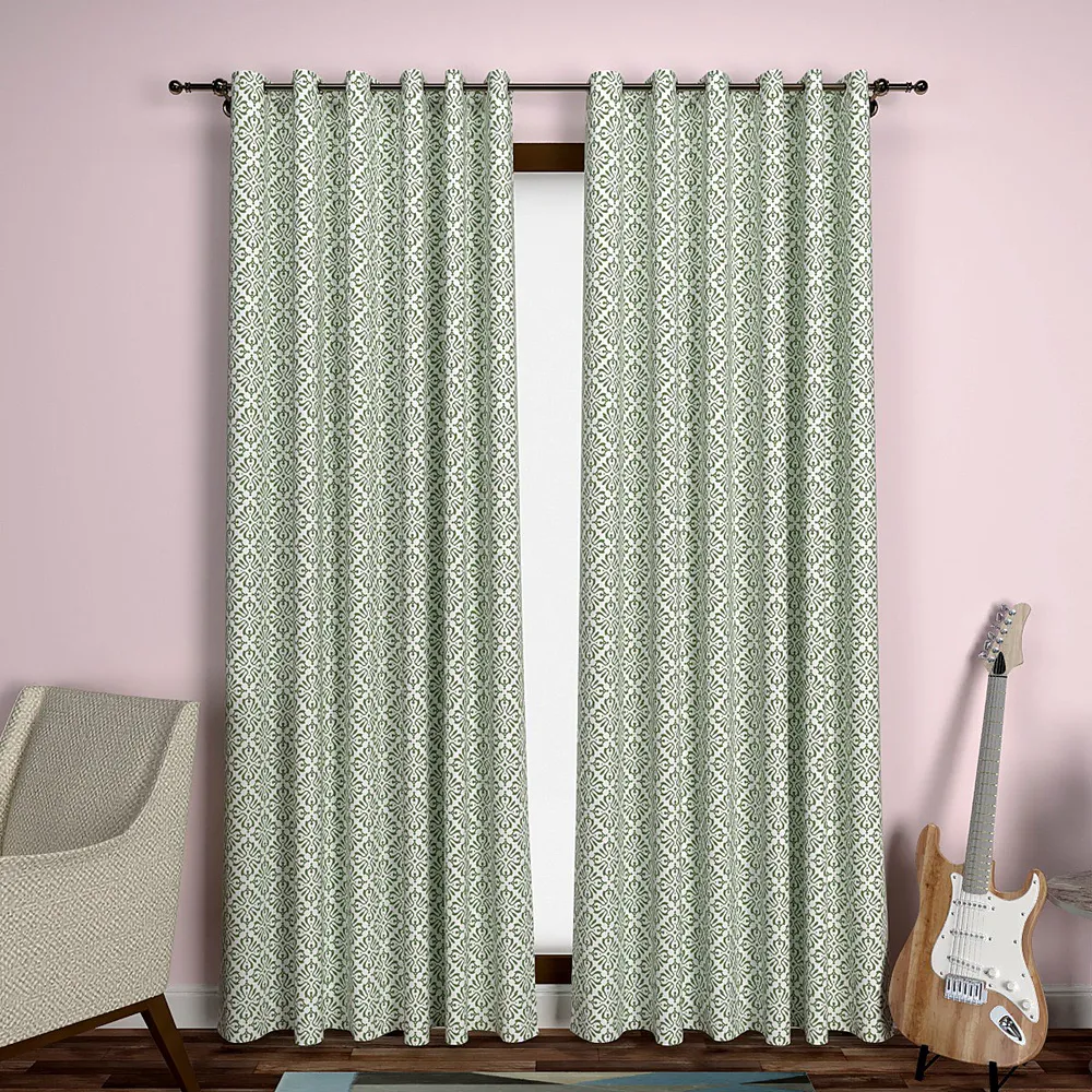 Green Intricate Floral Designer Door Curtain
