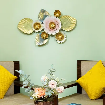 Greenish Gold Floral Assortment Metal Wall Art