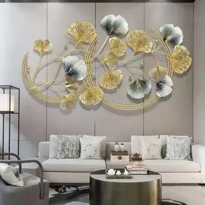Grey And Gold Intertwined Branches And Leaves Metal Wall Art Decor