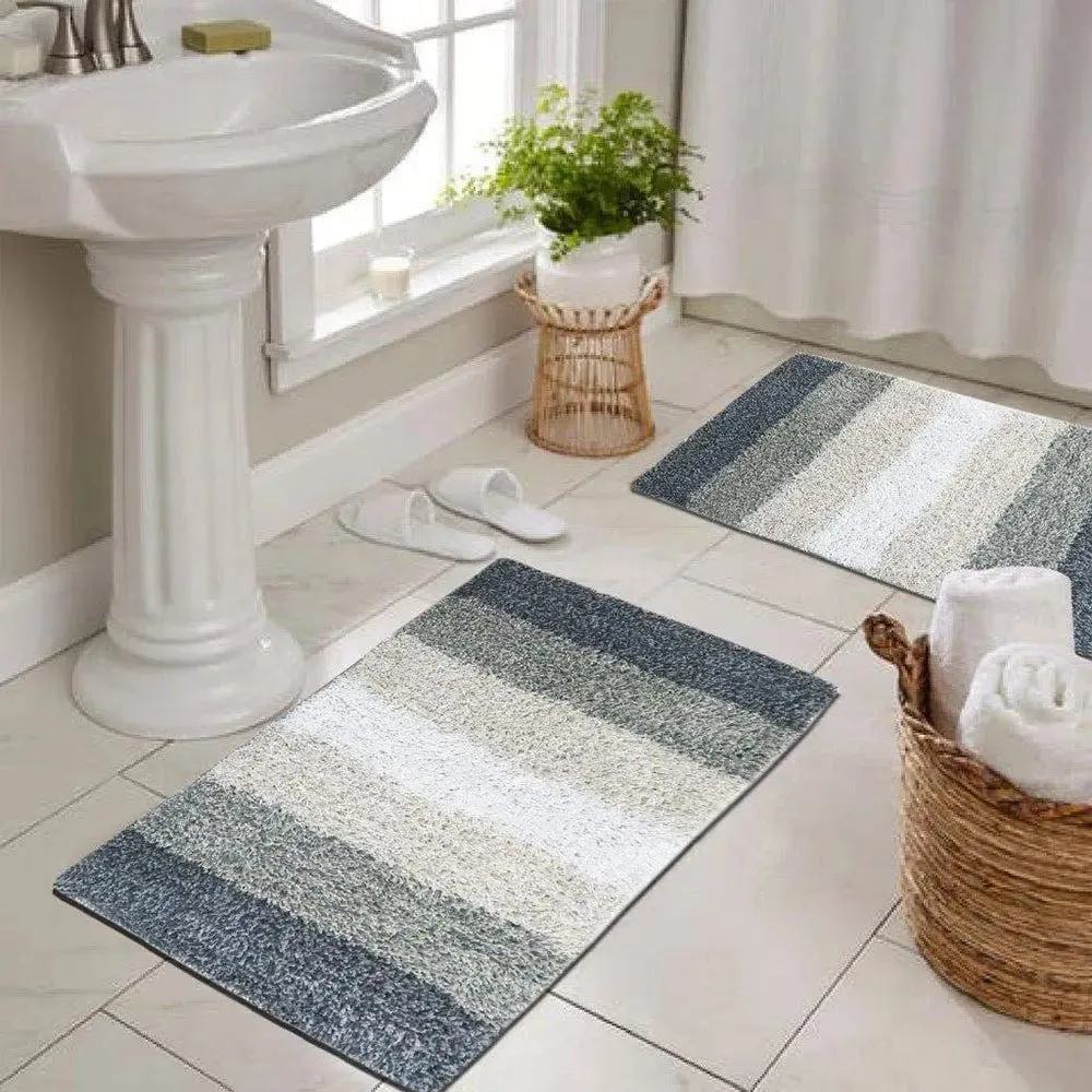 Grey Checkered Cotton Soft Bathmat (40 x 60) cm